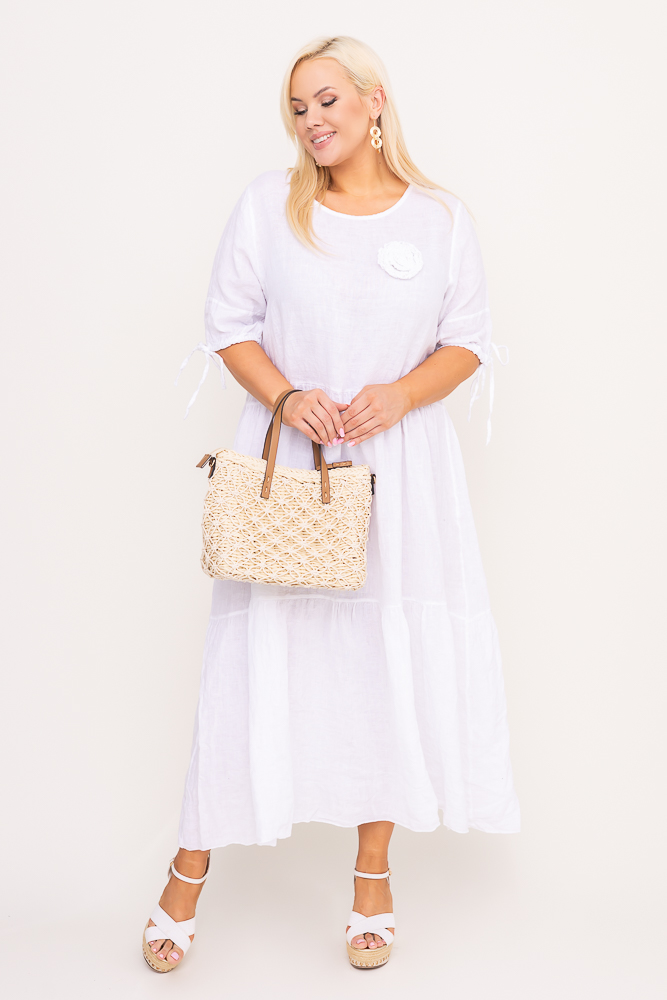  Biała Sukienka lniana TRESIA