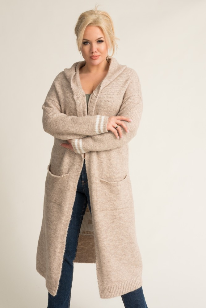 Beige Hooded Cardigan SMILY
