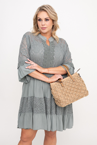 Vestido bordado oliva