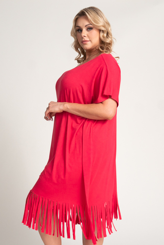 Rochie Coral cu franjuri