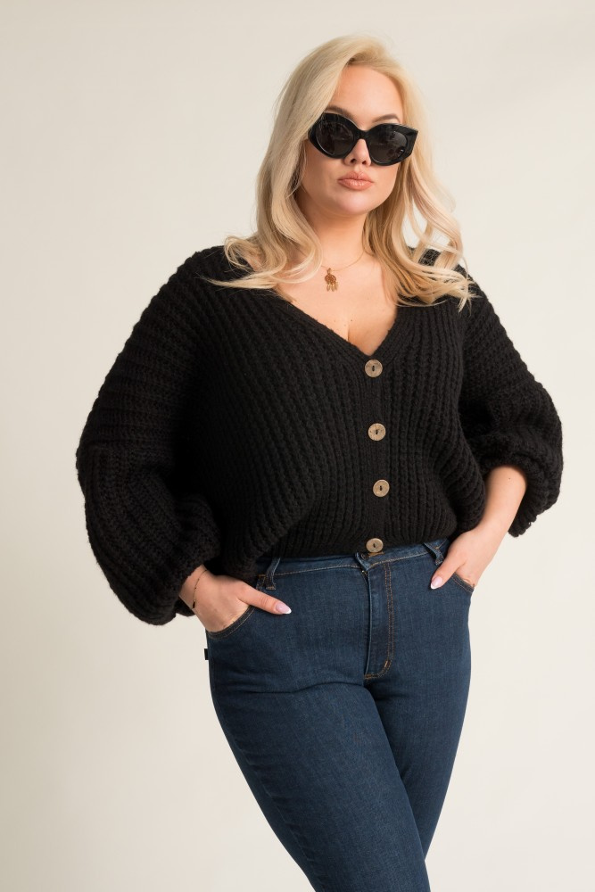 Black DEBORI Button Sweater