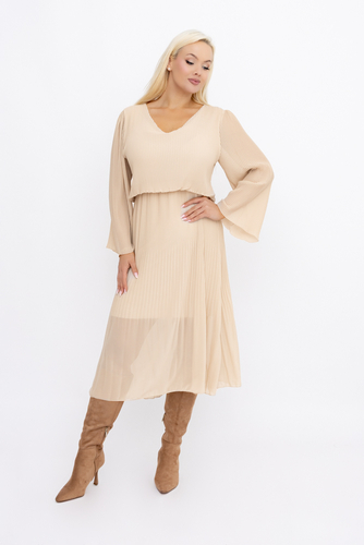 Rochie din sifon bej deschis