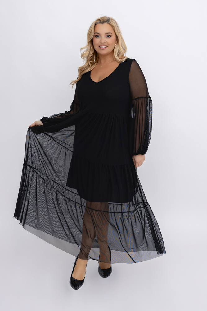 Czarna Sukienka siateczkowa