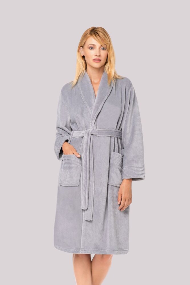 Peignoir gris avec poches