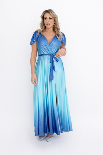 Robe en brocart bleuet