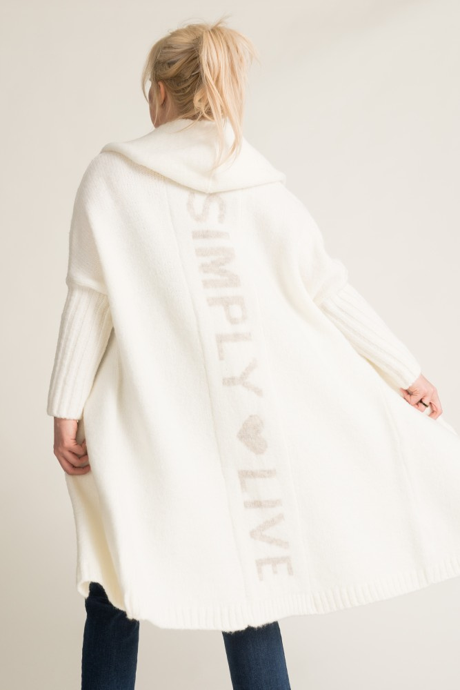Ecru Hooded Cardigan by LIVINO