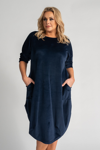 Robe en velours bleu marine