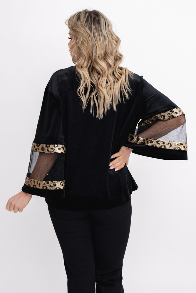 Czarno-złota Bluzka welurowa