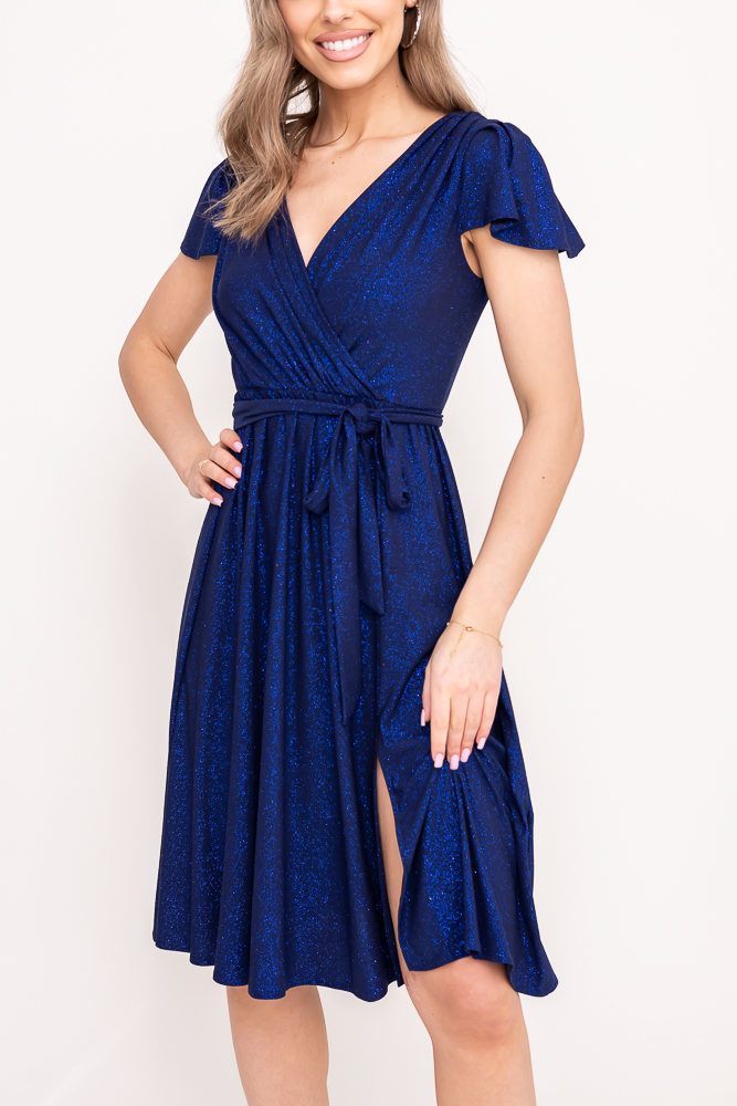 Vestido brocado azul marino
