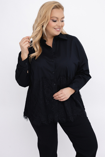 Czarna Koszula z koronką
