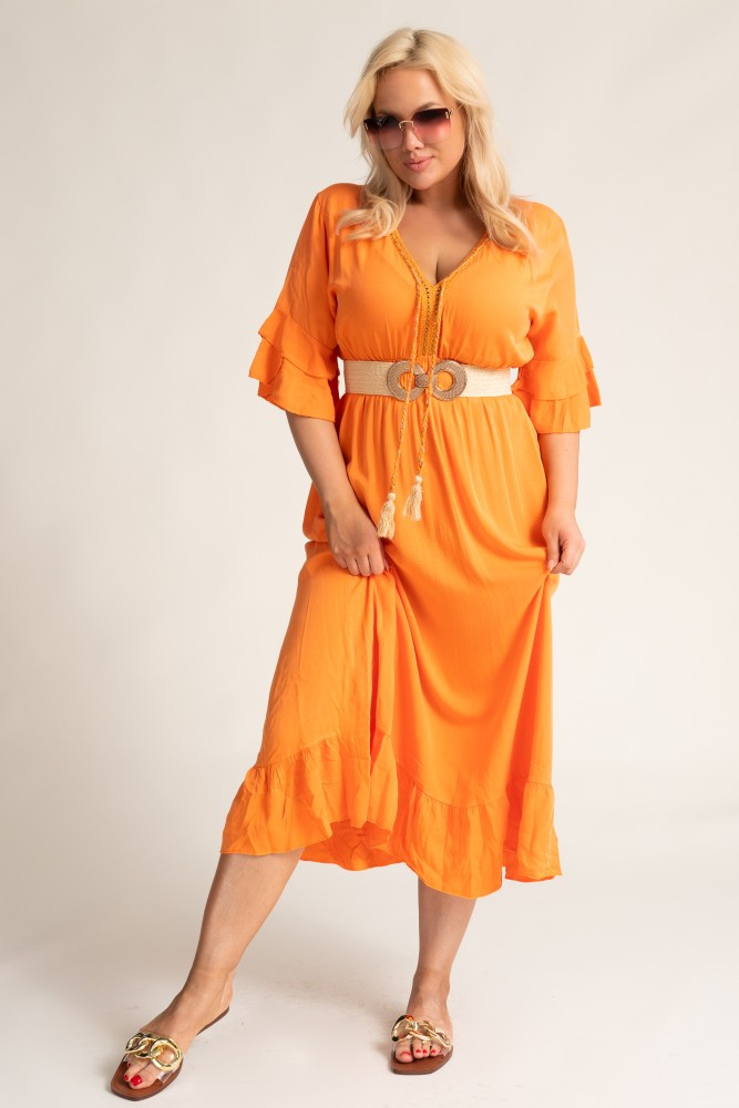Orange Cut-Off Dress AMORENA