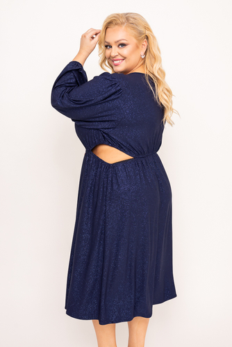 Vestido brocado azul marino