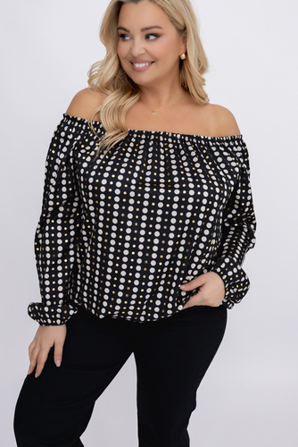 Czarna satynowa Bluzka Wzór 1