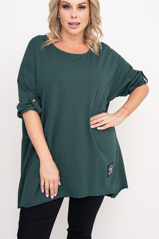 Bottle green asymmetrical tunic