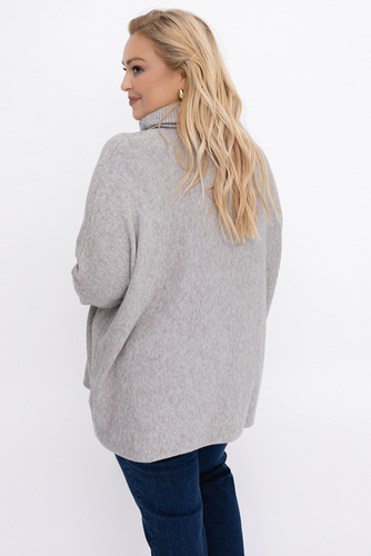 Beżowy Sweter z golfem