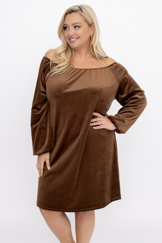 Robe en velours marron