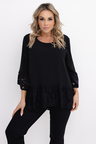 Czarna Bluzka z koronką