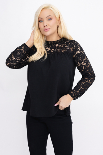  Czarna Bluzka koronkowa