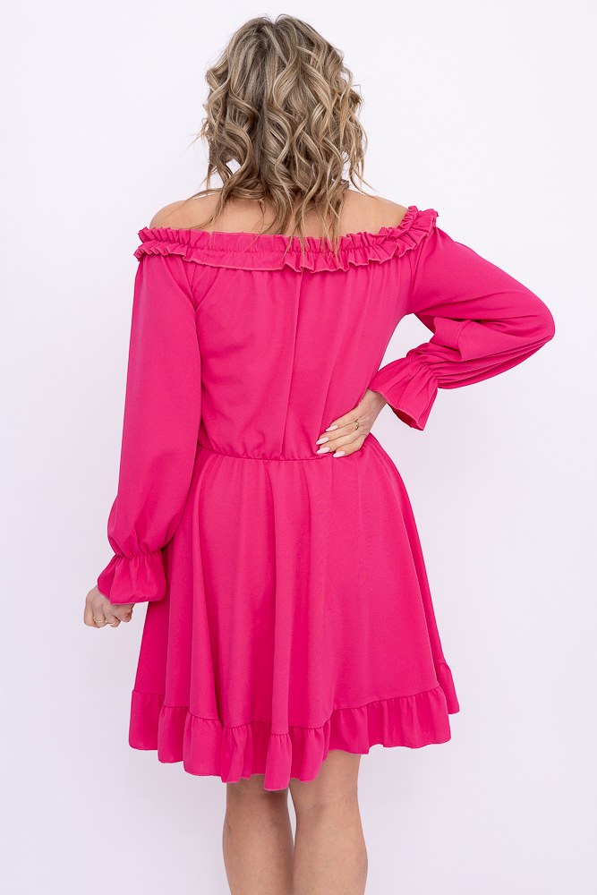 Fuksjowa Sukienka z falbanką MADELINA