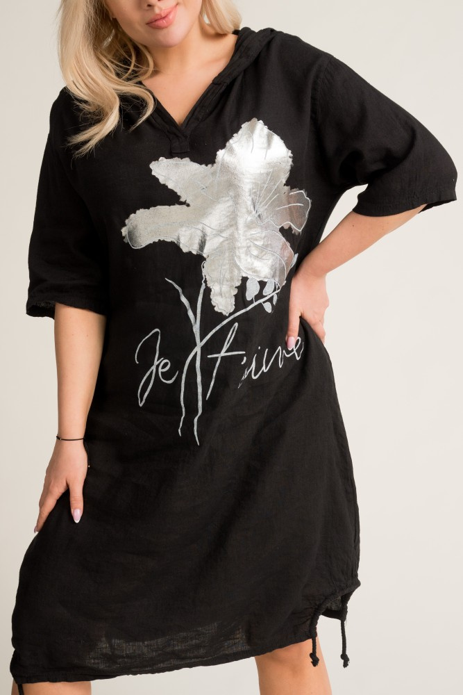Black FLAXI Hooded Dress