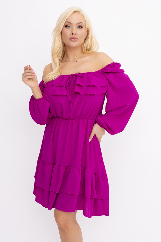 Fioletowa Sukienka z falbanami