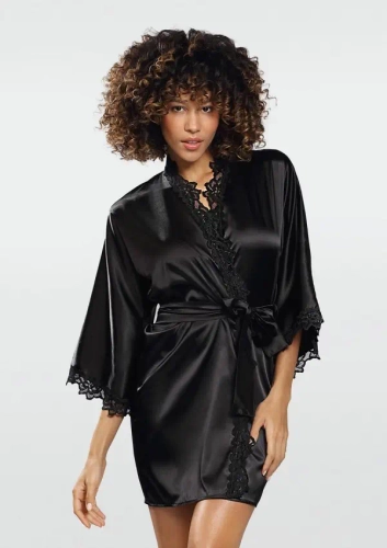 Black Satin Bathrobe