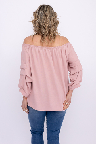 Pudroworóżowa Bluzka z marszczonymi rękawami LURIGO