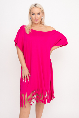 Fuchsiafarbenes Kleid mit Fransen