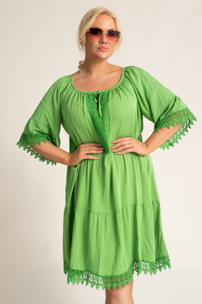 Light green Dress with embroidery MEGIO