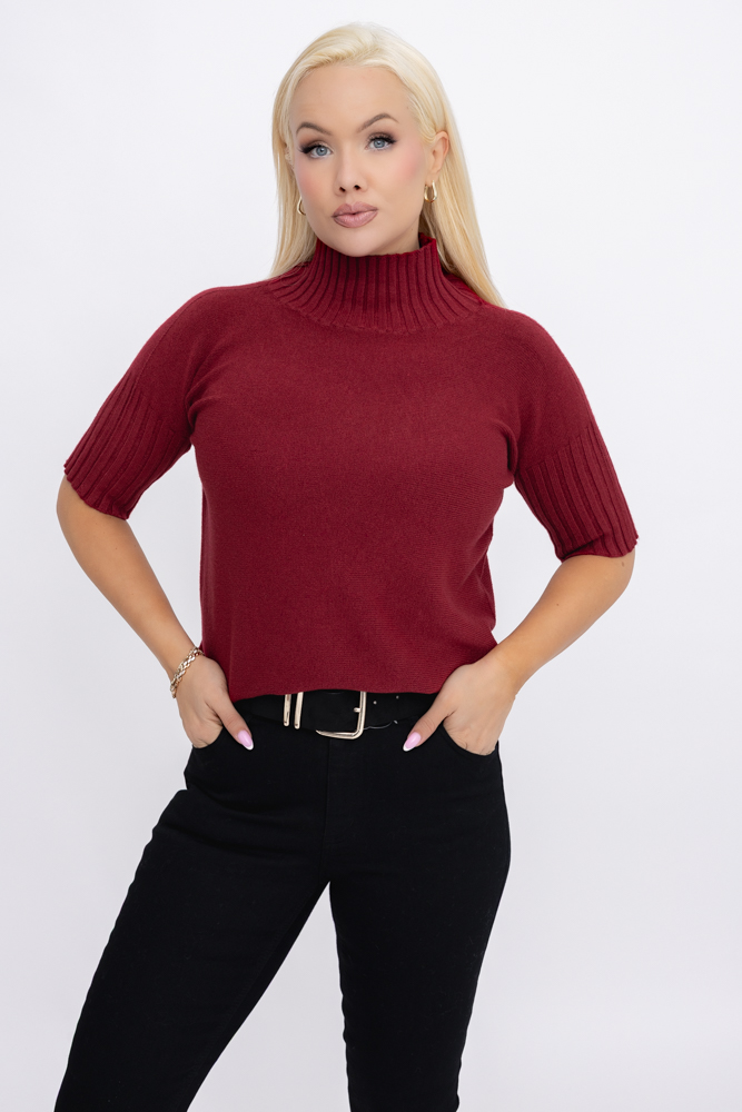 Bordowy Sweterek z półgolfem