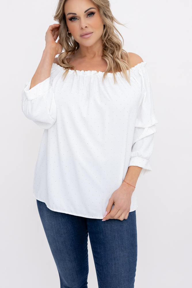 Kastanienbraune Bluse mit gerüschten Ärmeln Muster 1