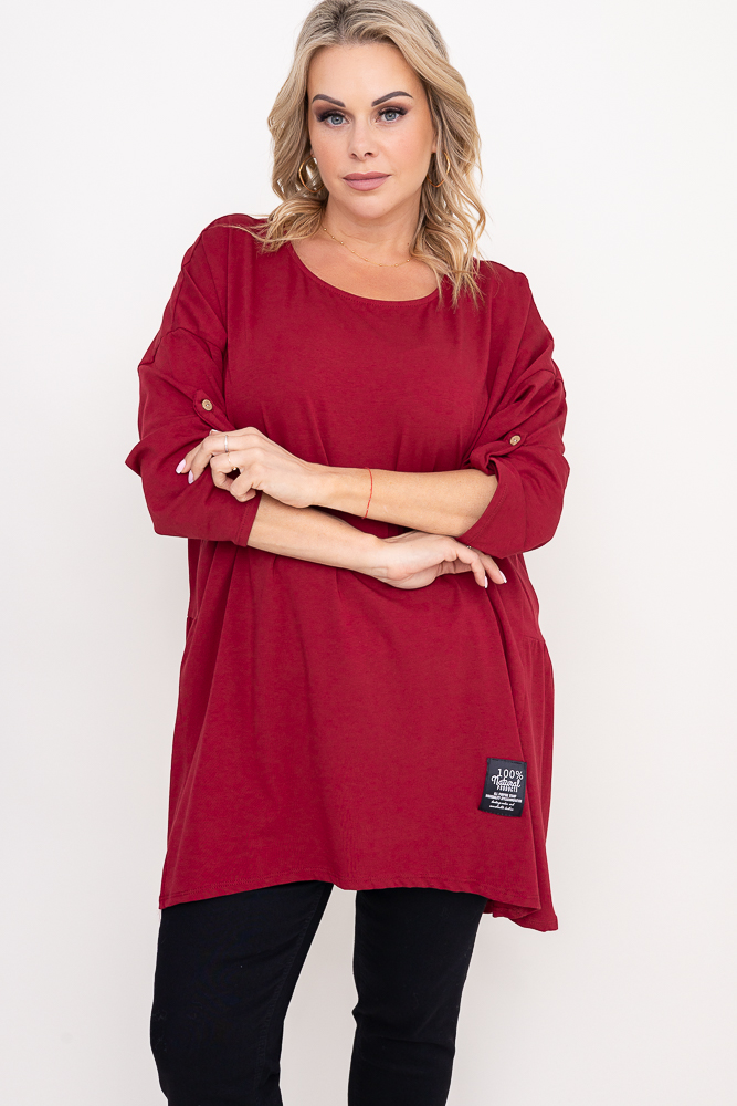 Rødbrun asymmetrisk tunika