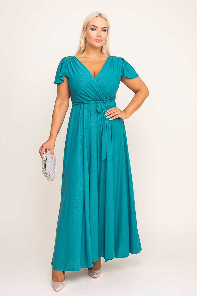 Emerald Glitter Maxi Dress with Slit