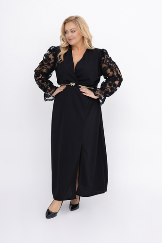 Czarna Sukienka z koronkowymi