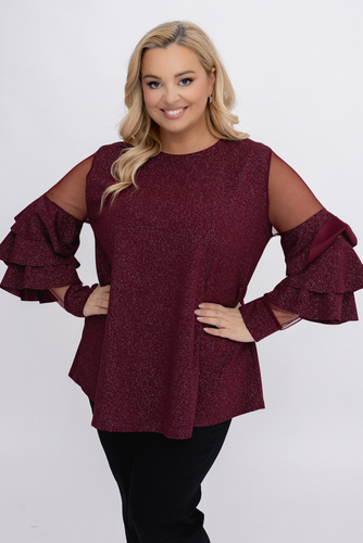 Bottle green Blouse with frills VELI