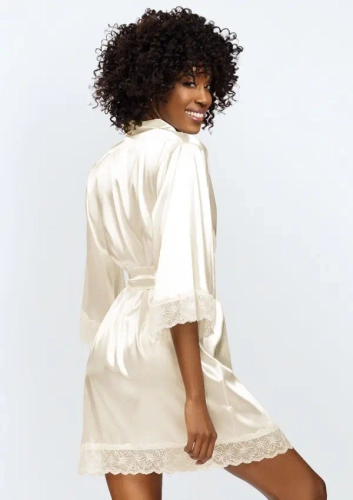 Halat de baie din satin ecru