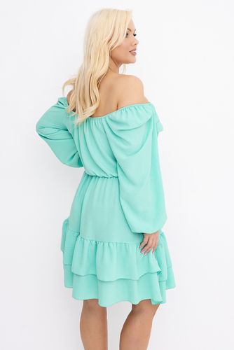  Miętowa Sukienka z falbanami