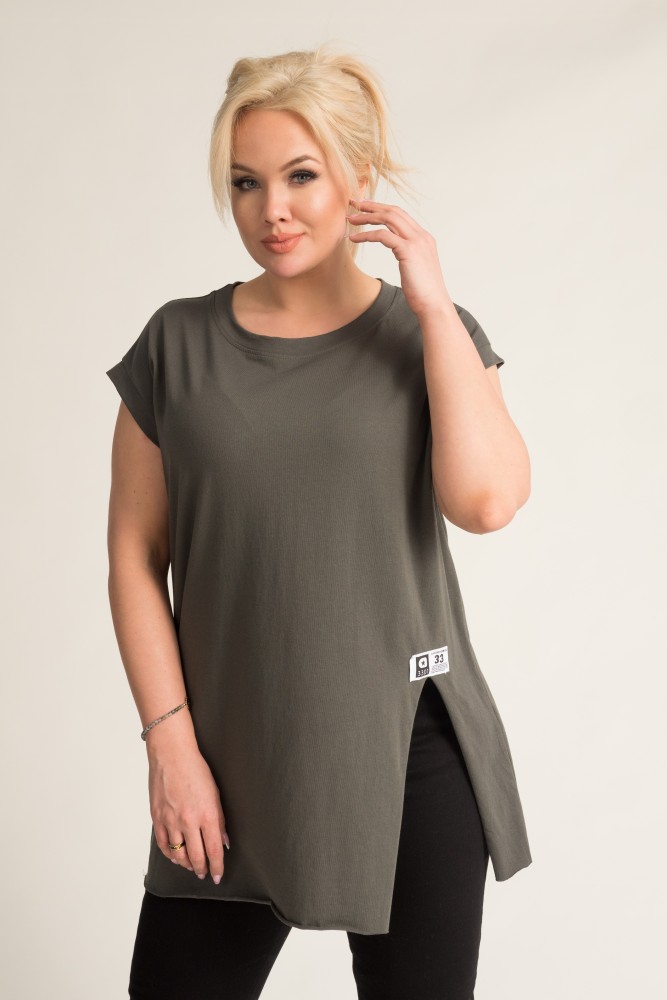 Khaki Blouse with slit BOSTI