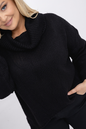 Czarny Sweter z golfem