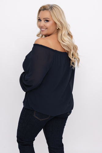 Marineblå chiffongbluse