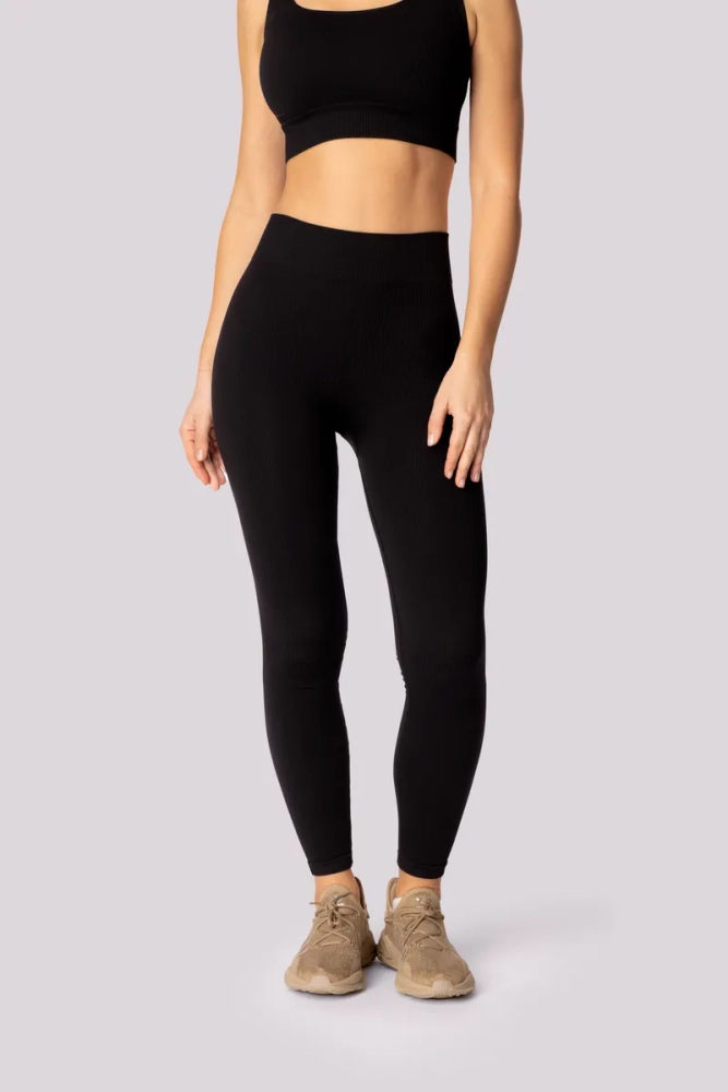 Schwarz gestreifte Leggings