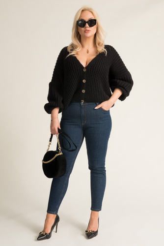 Black DEBORI Button Sweater