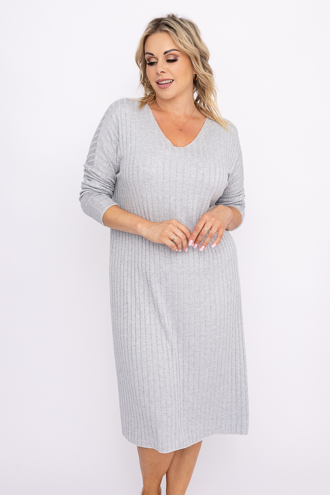  Jasnoszara Sukienka sweterkowa GRIMI