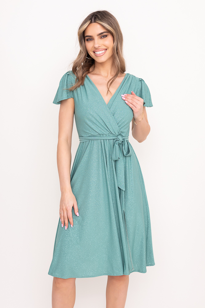 Vestido brocado menta