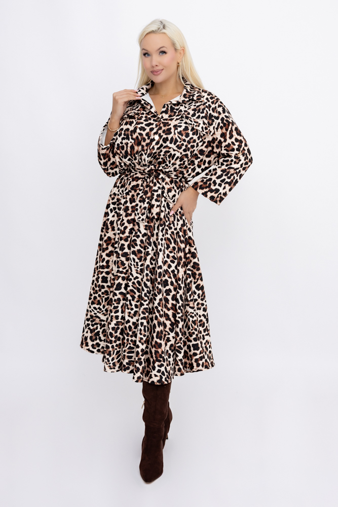 Chemise dress in leopard print