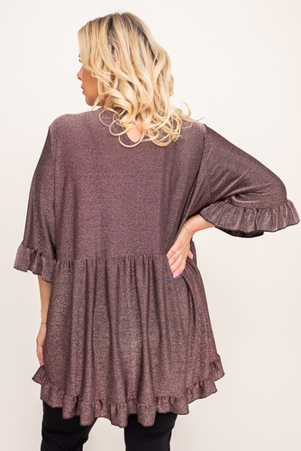 Bluză din brocart de ciocolată