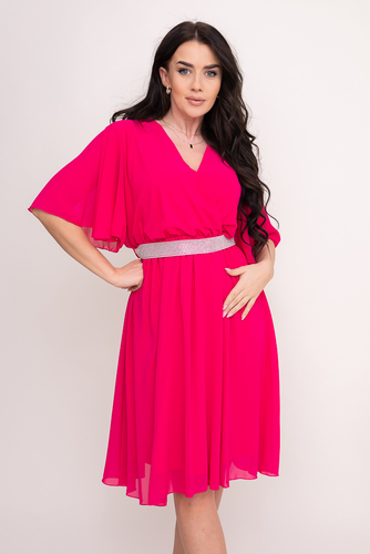 Fuksjowa Sukienka szyfonowa z paskiem SEMELIA