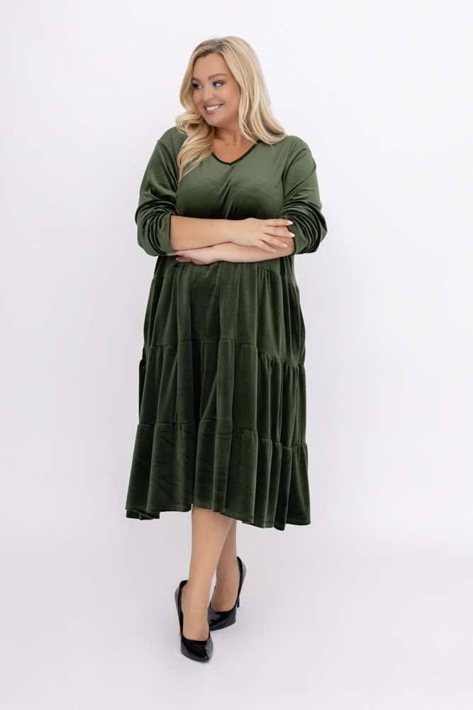 Khaki Velours Kleid