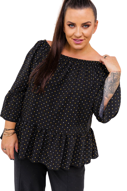 Black Blouse LOREZIA Pattern 1 Plus Size
