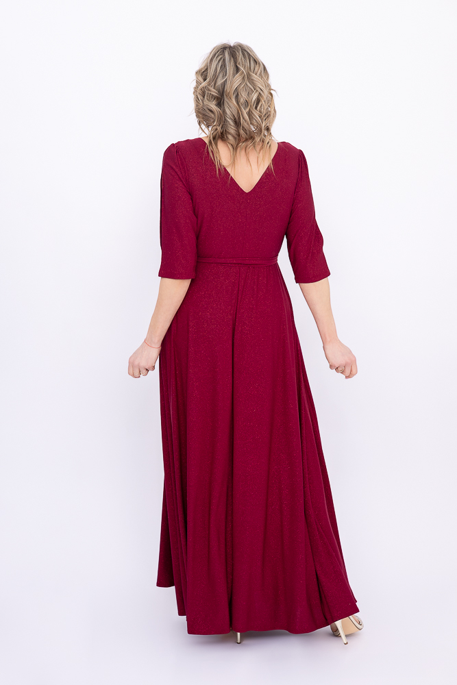 Rochie brocart maron